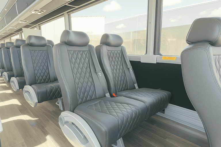 interior of Cheyenne Coach Bus Service charter bus